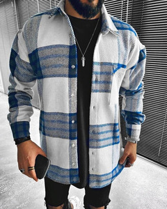 Camisa de Franela a Cuadros para Hombre, Diseño Elegante, Corte Holgado, Estilo Gentleman - Product Image 6