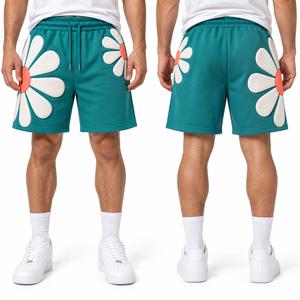 Pantalones Cortos Estampados Lavados Estilo Y2K Streetwear de Algodón con Acabado Vintage, Diseño Artístico, Pedidos al por Mayor, Bolsillos Laterales, Cintura con Cordón, Ropa Casual - Product Image 2