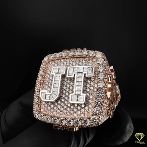 Luxury " JT " Lab Grown Diamond Ring Custom <b>Letter</b> Hip Hop Ring Gold Plated Iced Out Jewelry Fashion Bling Ring For Men Women - Product Image 4