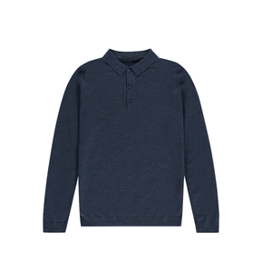Polo classique pour homme en laine mérinos bleue avec logo personnalisé Solarwool, nouveau modèle 2026 - Product Image 1