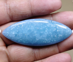 Piedra de Cuarzo Natural Azul Claro con Destellos Blancos, Pulida, Corte Marquesa, Gema Suelta para Joyería, Alba Gems - Product Image 3