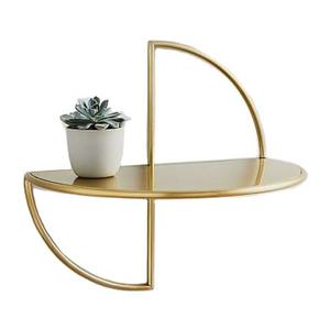 Estante de Pared Minimalista Dorado, Redondo, de Una Sola Capa, Soporte de Almacenamiento de Metal para Decoración de Sala de Estar - Product Image 1