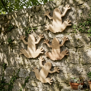 Silhouette de grenouille en bois artisanale, sculpture murale minimaliste en bois naturel, pour extérieur, jardin, patio, salon - Product Image 4