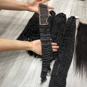 Extensions de cheveux lisses crépus à double trame, couleur noir naturel, les plus vendues, prêtes à être expédiées - Product Image 6
