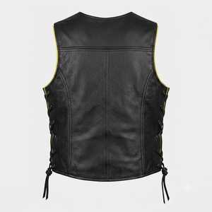 Gilet de motard en cuir véritable noir pour femme, fermeture éclair, motif uni, anti-plis, robuste, prêt pour la personnalisation - Product Image 3