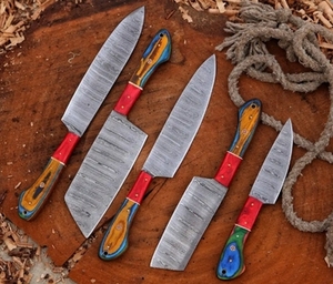 Handmade Carbon Steel Sustainable Multifunction Chef Knife <b>Set</b> 5-Piece <b>Razor</b> Sharp Customizable - Product Image 4