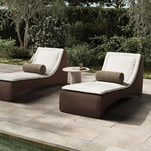 Modern Outdoor Sun Lounger with PE Rattan Frame and Polyester <b>Cushion</b> Solid <b>Back</b> Design for Patio Use - Product Image 2