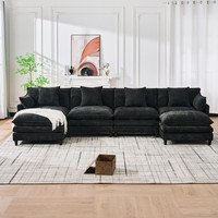 Canapé modulaire en chenille en forme de U de 140,9 pouces, canapé convertible avec ottomanes mobiles pour salon et chambre à coucher