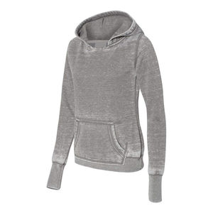 Sweat-shirt à capuche en molleton brodé écologique pour femme, gris uni, mélange de coton, manches longues, poche avant, tricoté, respirant - Product Image 2