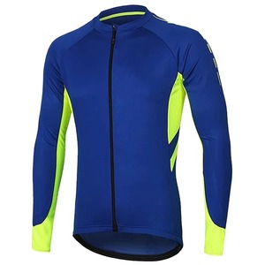 Maillot de cyclisme à manches longues pour homme, jaune fluo avec empiècements noirs, fermeture éclair intégrale, coupe-vent, séchage rapide, maillot de sport pour VTT - Product Image 5
