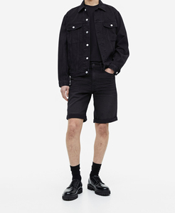 Men Distressed Wash Cotton Denim <b>Jean</b> Shorts Mid Rise Straight Fit Casual Summer Style Men's Denim Shorts - Product Image 1