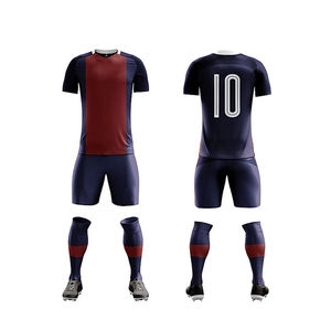 ชุดฟุตบอลสีทูโทน สีแดงเลือดหมูและสีกรมท่า แบบเปล่า สำหรับสกรีนลายตามสั่ง ชุดฟุตบอลคุณภาพสูง - Product Image 6