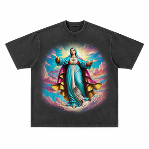 Camiseta con diseño gráfico personalizado de oración, cuello redondo, 100% algodón jersey, tela transpirable, manga corta, para uso unisex. - Product Image 1