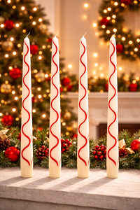 Velas Decorativas Espirales Rojas Hechas a Mano, Velas Modernas y Elegantes para Decoración del Hogar, para Bodas, Navidad, Cumpleaños (Juego) - Product Image 3