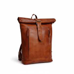 High Grade Genuine Leather Roll Top Backpack Exquisite Craftsmanship Cowhide <b>Bag</b> <b>For</b> <b>Men</b> Professional Trip LRTB-0137 - Product Image 1