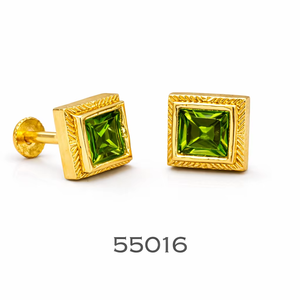 Luxury Gold Finish Drop Earrings with Purple Crystal Traditional Style - Product Image 1