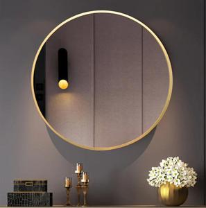 Modern Round Brass <b>Frame</b> Wall Mirror Decorative Circle Design for Living Room Bedroom Interior - Product Image 3