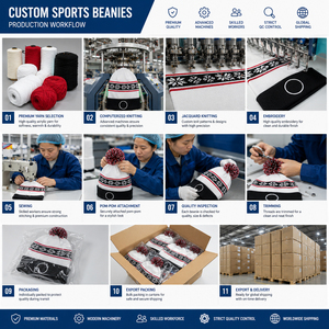 Gorros de Punto con Pompones para Deportes de Invierno, Personalizados OEM |   Gorros de Punto Acrílicos Personalizados con Impresión de Goma en Relieve para Equipos Unisex Adultos - Product Image 5