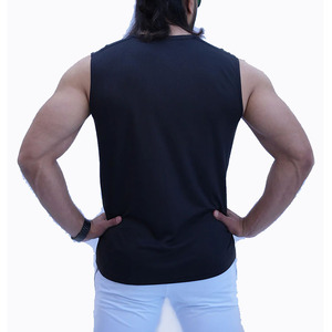 Camiseta sin Mangas para Hombre, Cuello Redondo, Color Negro Sólido, Secado Rápido, Poliéster, Ropa Casual - Product Image 5
