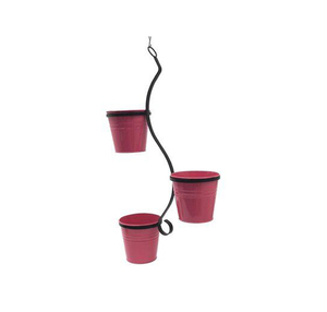 Jardinière suspendue en fer de qualité supérieure avec triple seau pour une présentation décorative en jardin - Product Image 2