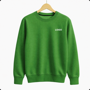 Sweat-shirt en molleton uni vert personnalisé pour femme, col rond, doux et confortable, pull décontracté pour tous les jours, vente en gros, mode USA, Royaume-Uni, Europe - Product Image 1
