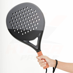 Raquette de padel Hydra Paddle noire en forme de larme avec motif à pois et grip blanc - Product Image 2