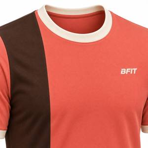 T-shirt d'entraînement à manches courtes pour homme, avec empiècements verticaux et blocs de couleur, vêtement d'équipe personnalisé, tissu jersey à séchage rapide - Product Image 4