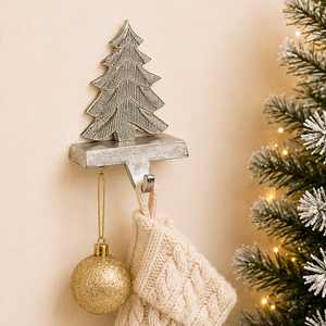 Heavy Duty Silver Cast Iron Christmas Tree <b>Stocking</b> <b>Holder</b> For Fireplace Mantel Durable Weighted Metal Xmas <b>Stocking</b> Hanger - Product Image 4