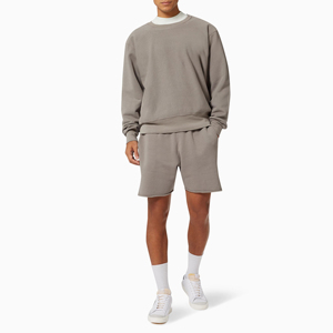 <b>Men's</b> Gray Knitted <b>Bermuda</b> <b>Shorts</b> With Drawstring Waist And Side Pockets Casual Mid Length Solid Color <b>Short</b> Pants - Product Image 4