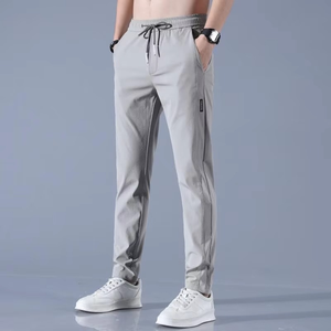 Ice Silk <b>Elastic</b> Casual Pants for Men's Summer Thin Work Trend Loose Straight Breathable Sweatpants Sports Pants Men's Trousers - Product Image 1