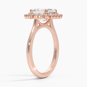 Anillo de Boda Clásico con Diamantes Moissanite en Forma de Asscher, Plata, Pequeño Grupo de Piedras, Banda Lisa - Product Image 5