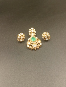 Gold Plated Silver Ethnic <b>Statement</b> <b>Necklace</b> & Earrings Set for Women's Engagement Jewelry - Product Image 5