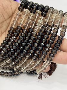 ลูกปัดพลอยธรรมชาติ เกรด AAA ควอตซ์สโมคกี้สีชาธรรมชาติ ลูกปัดทรงรอนเดลเหลี่ยมเพชรพลอย ขนาด 8 มม. ความยาว 8 นิ้ว - Product Image 3