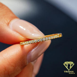 Elegant Moissanite Diamond Half Eternity Ring Gold Tone Wedding Band Minimalist Bridal Jewelry Classic <b>Anniversary</b> Ring - Product Image 4