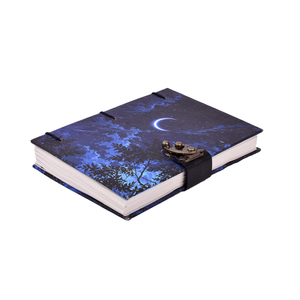 Cuaderno con diseño de cielo nocturno y luna A5, cuaderno con cerradura, libro de escritura con tapa dura |   Papelería de Regalo Premium de Doble Cara con 200 Páginas - Product Image 3