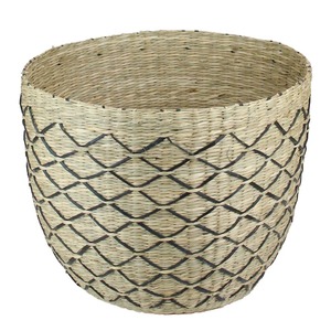 Natural Brown and Black Woven Lattice Seagrass <b>Basket</b> Handmade <b>Storage</b> <b>Basket</b> Wholesale eco-friendly Made in Vietnam - Product Image 1