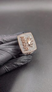 Iced Out custom <b>Initial</b> Letter Crown Style VVS Moissanite Diamond Rhodium Plated 925 Sterling Silver <b>Ring</b> For Unisex Wear - Product Image 4