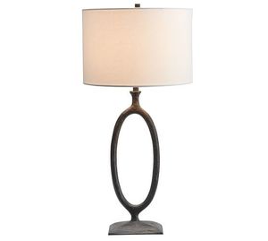 Lampe de sol en métal de style européen moderne avec base ovale, abat-jour en tissu blanc, ampoule halogène, design écologique pour la décoration de chambre à coucher et d'hôtel - Product Image 2