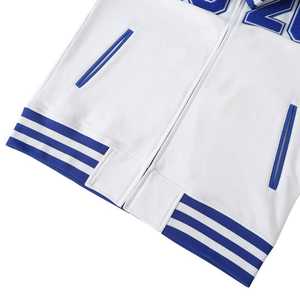 Zeta Phi Beta 1920 <b>White</b> Blue Varsity Fleece <b>Jacket</b> Chenille Number Embroidery Greek Women Bomber Ribbed Cuff Premium Fit - Product Image 3