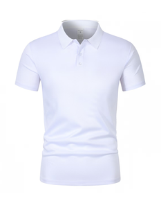 Custom Printed White Men's Cotton Polo Shirt Breathable Work Fashion Uniform Silk Screen Printed ODM Service Oeko-Tex Certified - Product Image 3