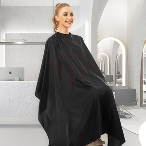 Cape de coiffure noire en polyester/nylon, résistante à l'eau, portable, écologique, pour salon - Product Image 2