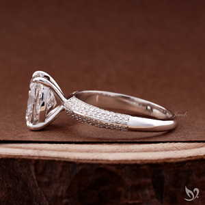 1 CT elongated <b>cushion</b> lab grown diamond engagement <b>ring</b> in 10K white gold with micro pave band IGI certified bridal <b>ring</b> - Product Image 3