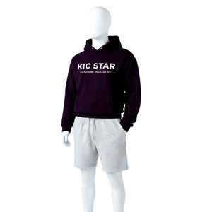 Sudadera con capucha de algodón de alta calidad con estampado personalizado para hombre, jersey con cordón ajustable, pantalones cortos deportivos con bolsillo lateral. - Product Image 1