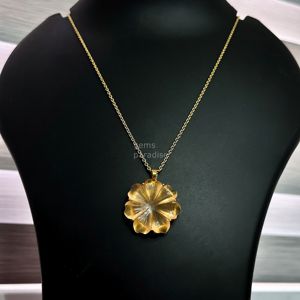 Collar con colgante de flor de piedra lunar de melocotón natural para mujer, colgante floral de cristal de piedra preciosa de piedra lunar de melocotón tallada a mano, al por mayor - Product Image 6