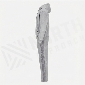 Cotton Material Made Acid Wash Tracksuit <b>For</b> Men Vintage Stylish <b>Hip</b> Hop Flared Tracksuits Active Workout Apparel - Product Image 3