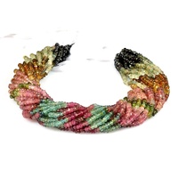 Perles Rondelles Facettées en Tourmaline Naturelle Multi-Couleurs de 4 mm, Longueur 14 Pouces, Taille du Trou 0,50 mm, pour la Fabrication de Bijoux