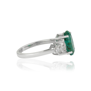 2.5 CT Natural Oval <b>Emerald</b> & Marquise Cut Diamond 925 Sterling <b>Silver</b> Stunning Fine <b>Ring</b> Jewelry For Women Party Wear - Product Image 5