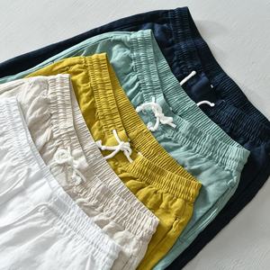 Shorts de bain et de plage pour hommes, coupe décontractée, couleur marine, légers, avec cordon de serrage, 100% coton, service OEM - Product Image 2