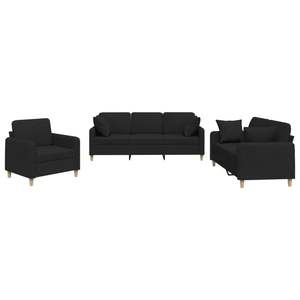 Black 100% Polyester Fabric <b>Sofa</b> <b>Set</b> with Metal Textilene Plywood for Living Room - Product Image 2