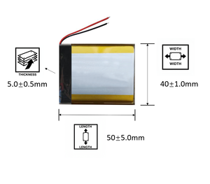 504050 पॉलिमर लिथियम बैटरी <span class=keywords><strong>2</strong></span> तार 1250mah उच्च क्षमता रिचार्जेबल बैटरी <span class=keywords><strong>2</strong></span> तार के लिए mah उच्च क्षमता रिचार्जेबल बैटरी - Product Image 2